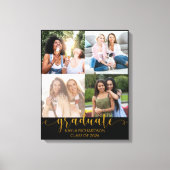 Toile Graduation 4 Grille photo Collage noir et or (Recto)