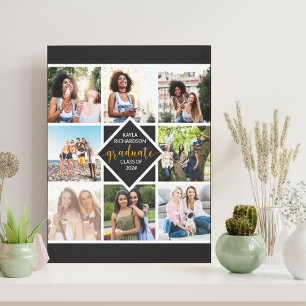 Toile Graduation 8 Photo Collage Black and Gold Custom