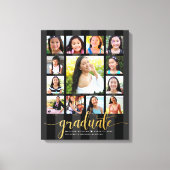 Toile Graduation K-12 Photo Collage Black Gold Script (Recto)