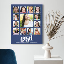 Graduation K-12 Photo Collage Moderne Gras Bleu