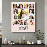 Toile Graduation K-12 Photo Collage rose pâle gras<br><div class="desc">Soyez fier, réjouissez-vous et présentez cette étape importante de votre grade favori. Créez cette élégante, simple, moderne, personnalisée diplôme d'études secondaires K - 12 photo collage peinture murale pour un souvenir que vous serez toujours chérir. Un visuel amusant et ludique de typographie grise, audacieuse, graphique, douce, avec leur nom, année...</div>