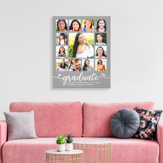 Toile Graduation K-12 Script moderne Photo Collage Gris (Insitu(Salon))