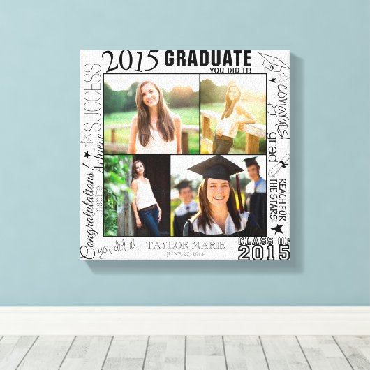 Toile Graduation personnalisée 2015 - Collage photo (Insitu (Plancher de Bois))