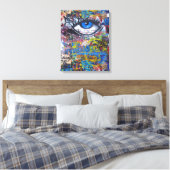 Toile Graffiti bleu oeil diabolique (Insitu(Chambre))