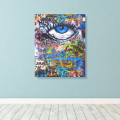 Toile Graffiti bleu oeil diabolique (Insitu (Plancher de Bois))