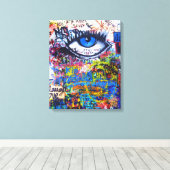 Toile Graffiti bleu oeil diabolique (Insitu (Plancher de Bois))