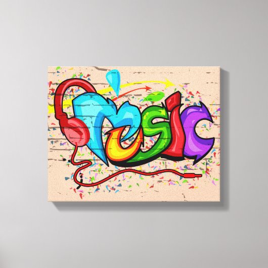 Toile Graffiti de musique colorée cool (Recto)