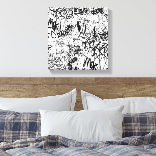 Toile Graffiti noir et blanc Collage Abstrait (Insitu(Chambre))