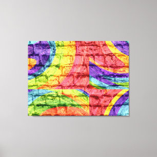 Toile Graffiti Pastel Mur en brique
