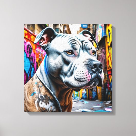 Toile Graffiti Street Art Brindle Pitbull Lover (Recto)