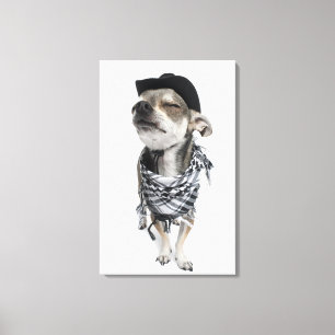 Toile Grand-angulaire d'un chiwawa avec le sien observe