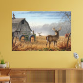 Toile Grand Cerf Buck Confrontation à la Ferme (Insitu(Salon))