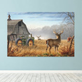 Toile Grand Cerf Buck Confrontation à la Ferme (Insitu (Plancher de Bois))