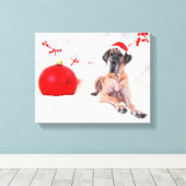 Toile Grand chien Danse Casquette Joyeux Noël Ornement r (Insitu (Plancher de Bois))