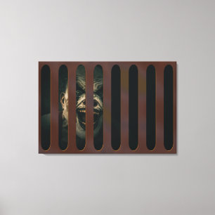 Toile Grand Clown effrayant d'Halloween dans la grille d