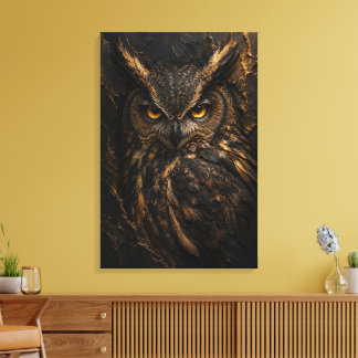 Toile Grand Duc Sculpture de Hibou 3D Luxe Beaux-Arts