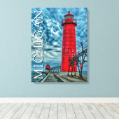 Toile Grand Haven Lighthouse | Michigan (Insitu (Plancher de Bois))
