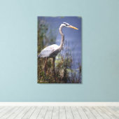 Toile Grand Héron bleu oiseau aquatique (Insitu (Plancher de Bois))