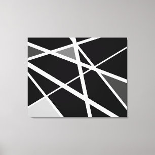 Toile Grand noir blanc moderne géométrique art abstrait