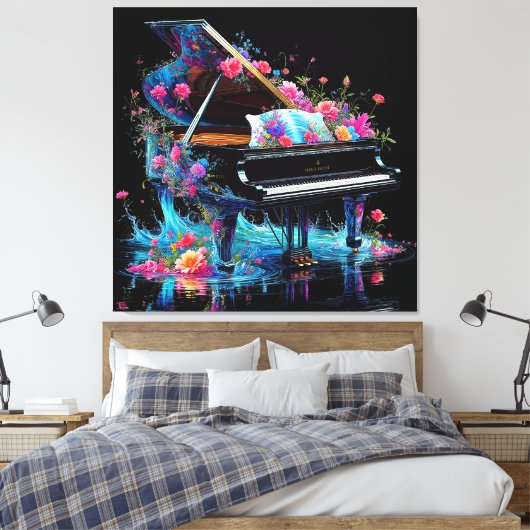 Toile Grand Piano orné de fleurs artistiques (Insitu(Chambre))