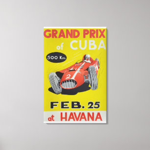 Toile Grand Prix Cuba, Havane, vintage affiche