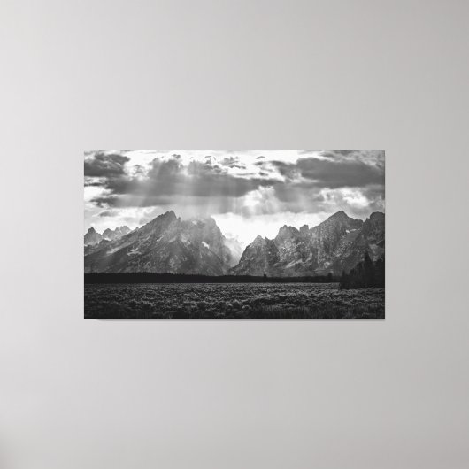Toile Grand Teton Mountain Range en noir et blanc (Recto)