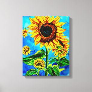Toile Grand tournesols aquarelle nature
