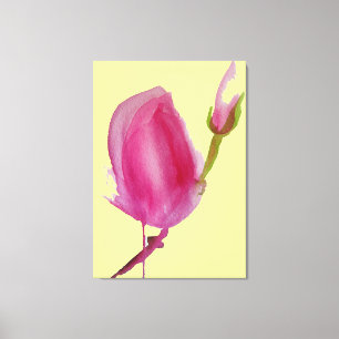 Toile Grande fleur d'art floral pour aquarelle rose de