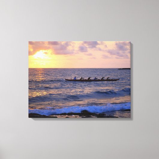 Toile Grande île d'Hawaii Outrigger Canoe au coucher du (Recto)
