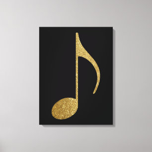 Toile grande note de musique couleur or