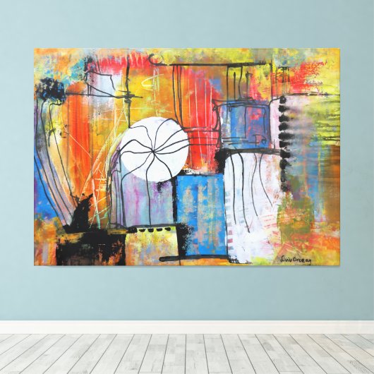 Toile Grande peinture acrylique abstraite (Insitu (Plancher de Bois))