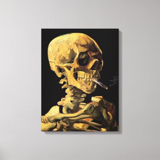 Toile grande taille Crâne avec cigarette allumée d (Recto)
