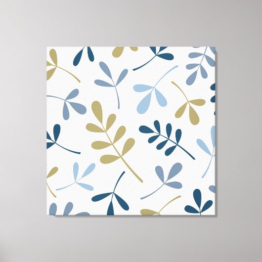 Toile Grandes Bleus Feuille Assortis Crème Or (Recto)