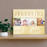 Toile Grandkids Make Life Grand 4 Photo Collage Cream<br><div class="desc">Créez votre propre toile personnalisée Imprimer pour les grands-parents spéciaux. Le texte dit "petits-enfants font grandir la vie", qui encadre un simple collage photo, contenant vos photos préférées. Le modèle est configuré pour vous permettre d'ajouter 4 photos des petits-enfants, qui sont affichées en forme de carré et dans une bande....</div>