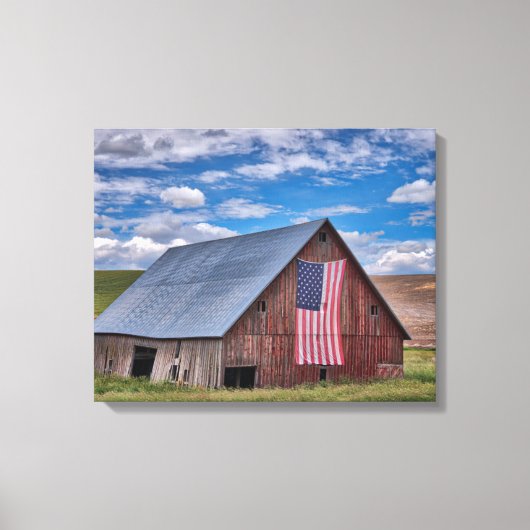 Toile Grange avec drapeau américain | Colfax, Washington (Recto)