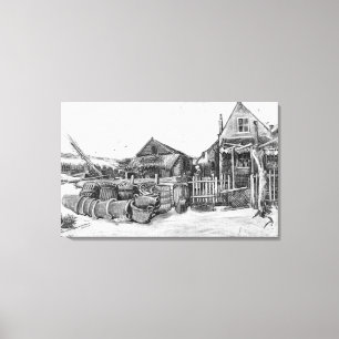 Toile Grange de séchage de poissons de Vincent van Gogh