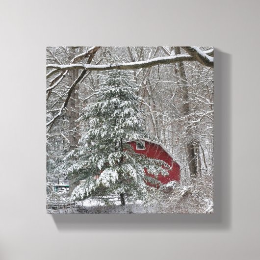Toile Grange rouge neigeuse (Recto)