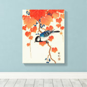 Toile Grapevine vintage d'automne et d'oiseaux japonais (Insitu (Plancher de Bois))