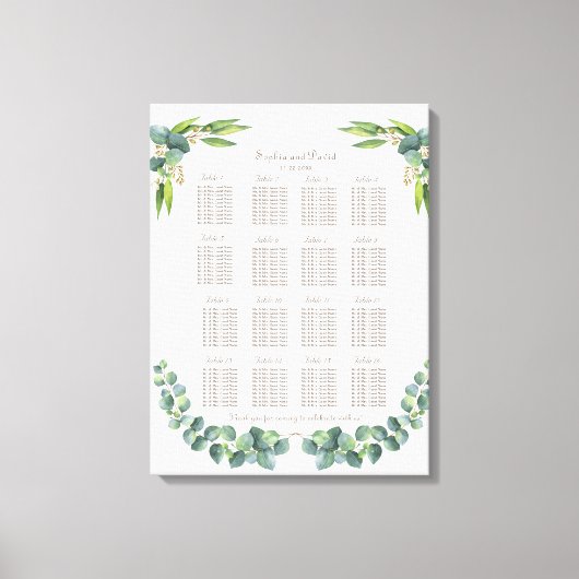 Toile Graphique de placement de mariage aux feuilles de (Recto)