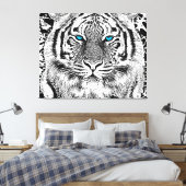 Toile Graphique de tigre noir et blanc aux yeux bleus (Insitu(Chambre))