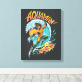 Toile Graphique du Surf de levage Aquaman et Trident (Insitu (Plancher de Bois))