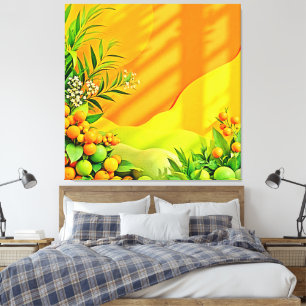 Toile Graphique Feuille et agrumes