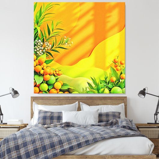 Toile Graphique Feuille et agrumes (Insitu(Chambre))