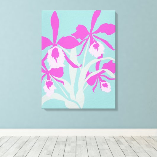 Toile Graphisme fleurs modernes violet imprimé aqua orch (Insitu (Plancher de Bois))
