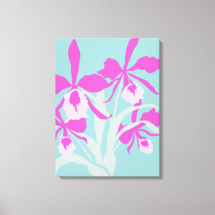 Toile Graphisme fleurs modernes violet imprimé aqua orch