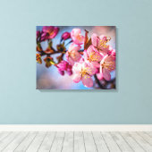Toile Grappe de fleurs de cerisier Sakura dans le vent (Insitu (Plancher de Bois))