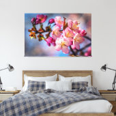 Toile Grappe de fleurs de cerisier Sakura dans le vent (Insitu(Chambre))