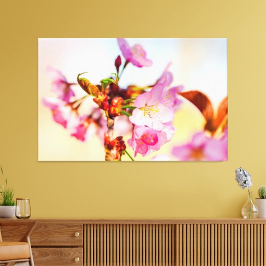 Toile Grappe verticale de fleurs de sakura dans le jardi (Insitu(Salon))