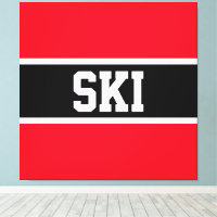 Gras brillant Rouge Noir Blanc "SKI" Stripes