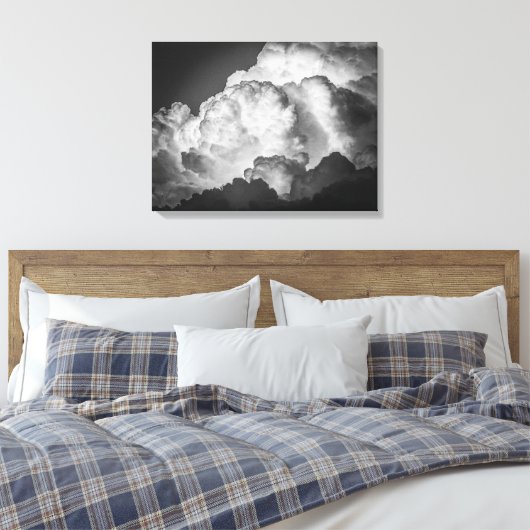 Toile Gras Clouds Fluffants Canvas Art Imprimer (Insitu(Chambre))